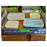 4 PIECE COLORED PYREX CONTAINER SET