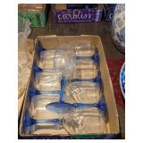 BLUE STEMMED, GOLD RIMMED WINE GLASSES