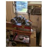 2 GRINDERS & DRILL PRESS ON ROLLING CART