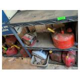 GAS CANS INCLUDING SMALL PLASTIC SHELF