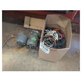 2 - ELECTRIC MOTORS & BOX OF ASST WIRE