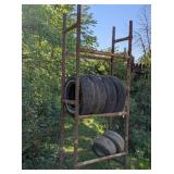 3 TIER TIRE RACK WITH TIRES