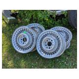 SET OF FOUR WIRE SPOKE WHEELS