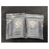 2X - ONE OUNCE .999 SILVER BAR, BUFFALO AND INDIAN