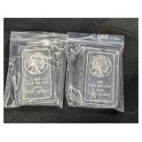 2X - ONE OUNCE .999 SILVER BAR, BUFFALO AND INDIAN