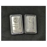 2X - ONE OUNCE .999 SILVER BAR, WALKING LIBERTY