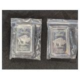 2X - ONE OUNCE .999 SILVER BAR, BUFFALO AND INDIAN
