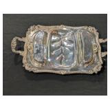 SILVER PLATED SERVING TRAY - 3 DIVIDERS, 24X14IN