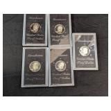 5 - 1971 EISENHOWER SILVER PROOF DOLLARS - IN CASE