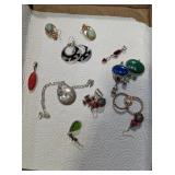 SILVER PENDANTS, BRACELETS, EARRINGS - SOME MARKED