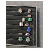 PRECIOUS STONE RING COLLECTION, SOME SILVER