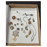 VINTAGE EARRINGS, PINS, AND MORE - SOME SILVER