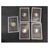 5 - 1971 EISENHOWER SILVER PROOF DOLLARS - IN CASE