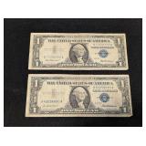 2 - 1957 $1 SILVER CERTIFICATES