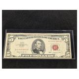 1963 $5 RED SEAL BILL