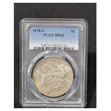 1878-S MORGAN SILVER DOLLAR - MS62