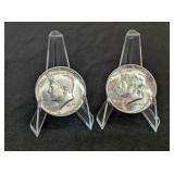 2 - 1964 KENNEDY SILVER HALF DOLLARS