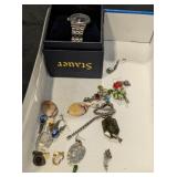 PRECIOUS STONE EARRINGS, PENDANTS, PINS, AND WATCH