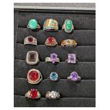 MARKED SILVER STONE RINGS AND OTHERS