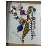STONE NECKLACES, EARRINGS, PINS - MARKED SILVER