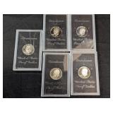 5 - 1971 EISENHOWER SILVER PROOF DOLLARS - IN CASE