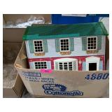 VINTAGE TIN DOLLHOUSE WITH CONTENTS