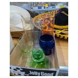 URANIUM GLASS, CANDLE HOLDER, AND OTHER GLASSES