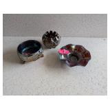 3 PIECE AMETHYST CARNIVAL GLASS BOWL SET