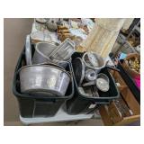 2 TOTES OF COOKWARE - POTS, KETTLES & MORE