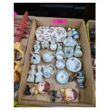 ANTIQUE SALT & PEPPERS & OTHER CERAMIC PIECES