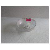 8' RARE WHITE CARNIVAL GLASS FOOTED BOWL