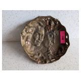 ANTIQUE VICTORIAN BRASS FOOTED DISH