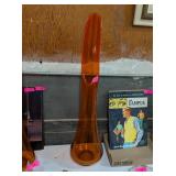 36.5IN VINTAGE SWUNG GLASS VASE - FLAME ORANGE