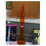 40IN VINTAGE SWUNG GLASS VASE - FLAME ORANGE