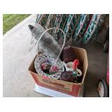 CHRISTMAS TREE, WICKER BASKET, ARTIFICIAL FLOWERS