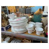 MILK GLASS SERVING PLATTERS & TEACUPS