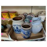 4 - STONEWARE PITCHERS & DECORATIVE CROCKS