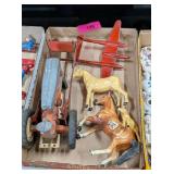 TOY TRACTOR, PLANE & HORSES