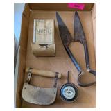 VINTAGE MATCHBOX HOLDER, SHEARS & MORE