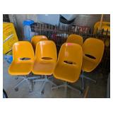 SET OF 6 VINTAGE ORANGE ROLLING CHAIRS