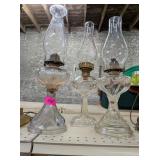 3 - GLASS OIL LANTERNS
