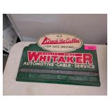 WHITAKER METAL ADVERTISING SIGN