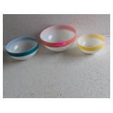 FIRE KING 3 PIECE MIXING BOWL SET