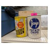 JAYS & RED HOT POTATO CHIP TINS - ANTIQUE