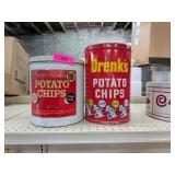 2 VINTAGE POTATO CHIP TINS