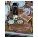 CARNIVAL GLASS SERVING DISH & ORIENTAL CHINA