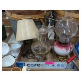 VINTAGE HAND-PAINTED LAMP, BRASS SCALE & MORE