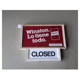 WINSTON 2-SIDED SIGN OPEN/CLOSED SIGN - ESPANOL