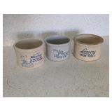 3 - STONEWARE BUTTER CROCKS