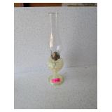 ANTIQUE URANIUM GLASS COIN BUTTON LANTERN
